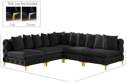 Westmount Black Velvet Modular Sectional Sec5B