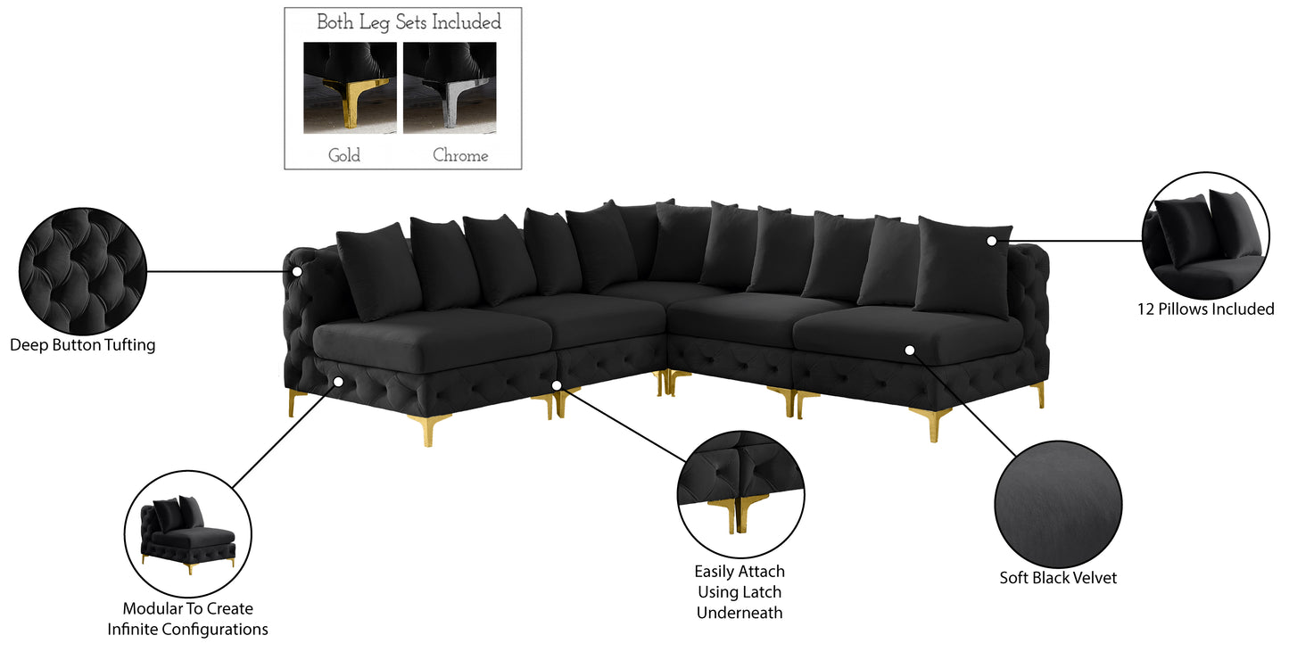 westmount black velvet modular sectional sec5b