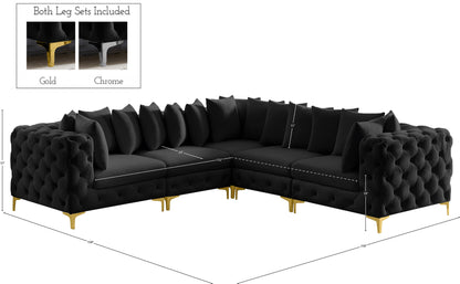 Westmount Black Velvet Modular Sectional Sec5C