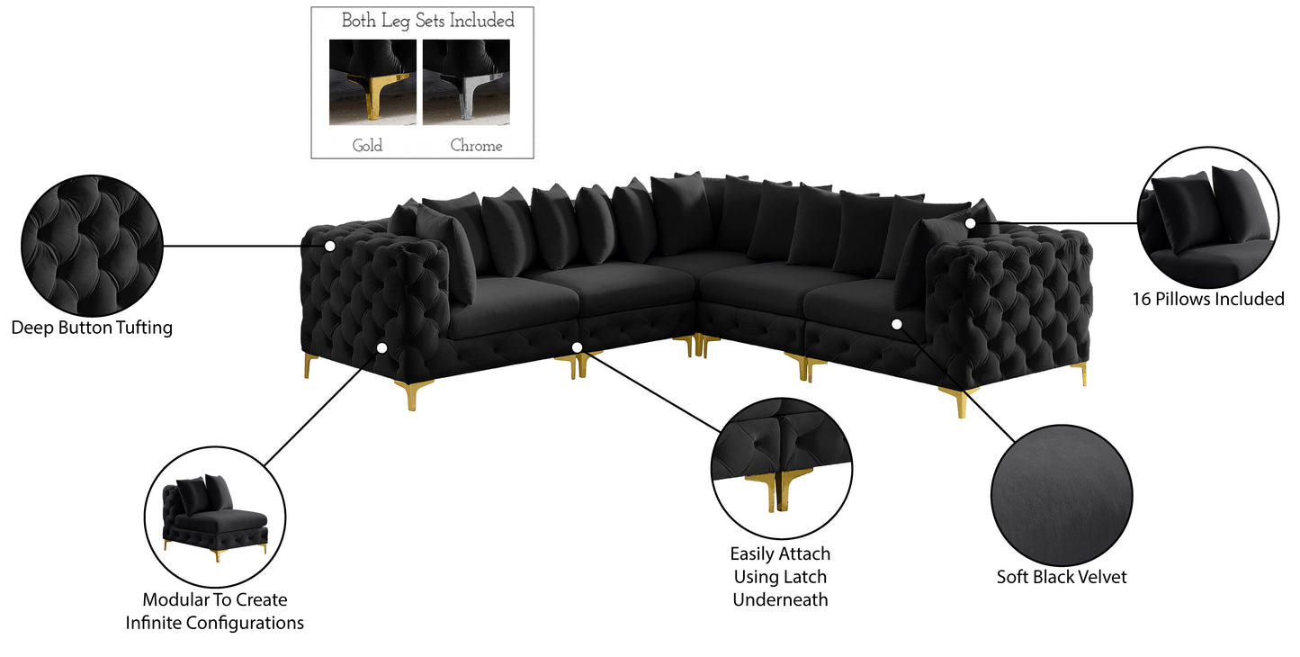 westmount black velvet modular sectional sec5c