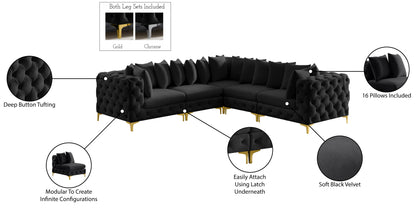 Westmount Black Velvet Modular Sectional Sec5C