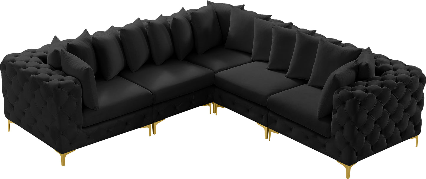 westmount black velvet modular sectional sec5c