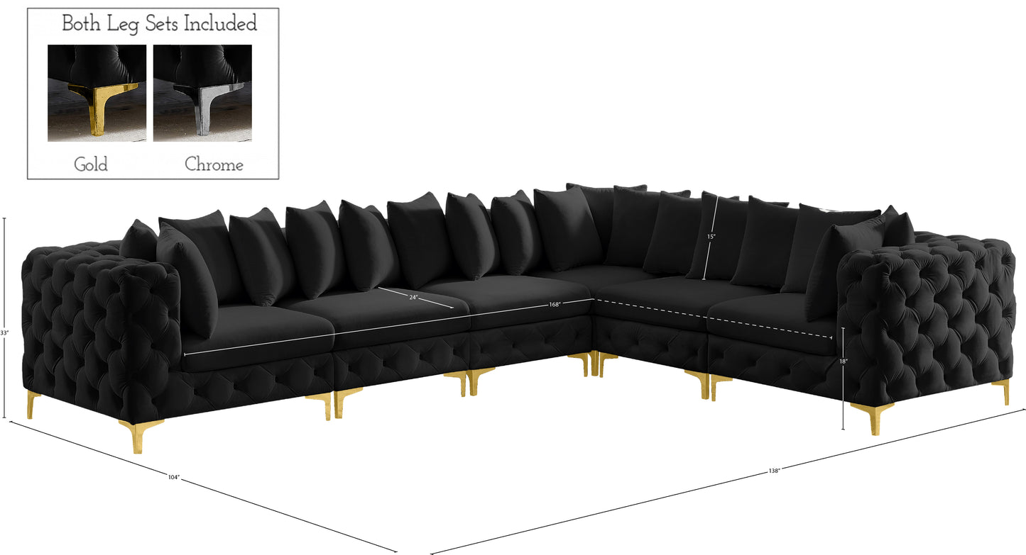 westmount black velvet modular sectional sec6a