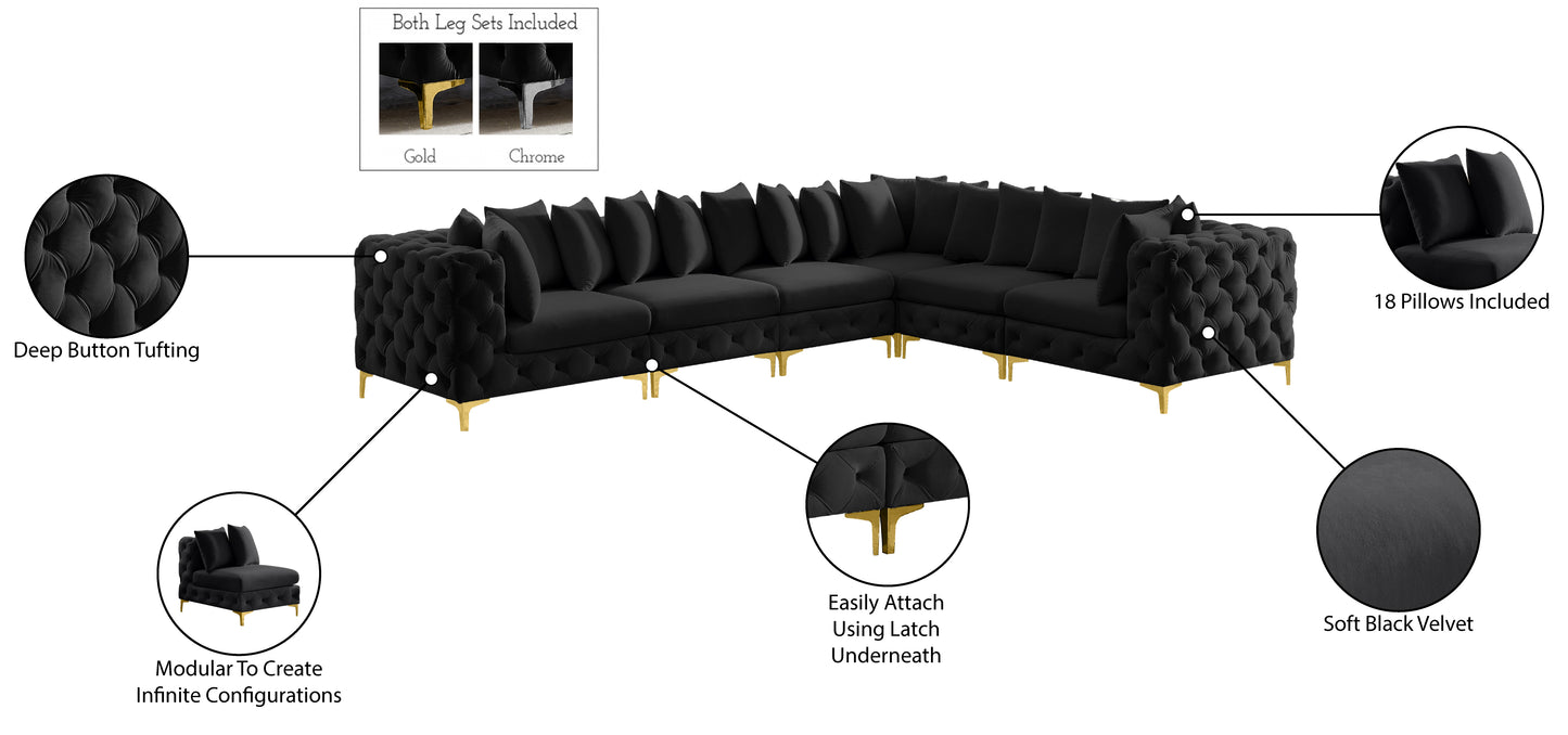 westmount black velvet modular sectional sec6a