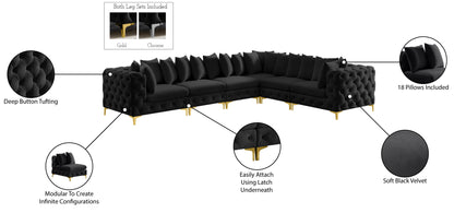 Westmount Black Velvet Modular Sectional Sec6A