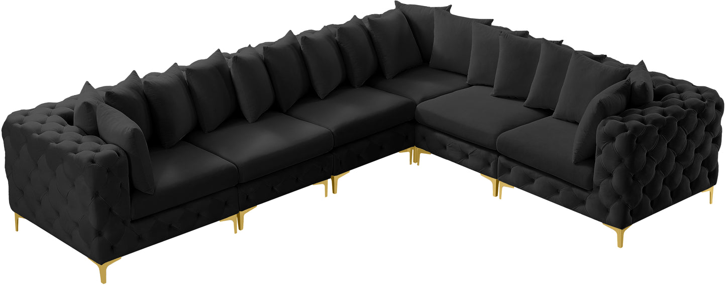 westmount black velvet modular sectional sec6a