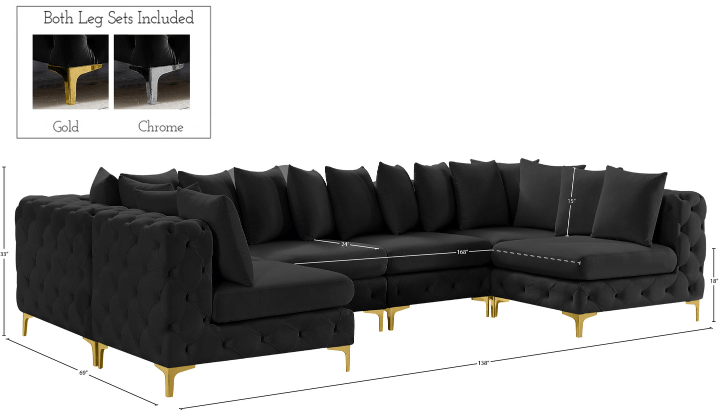 westmount black velvet modular sectional sec6b