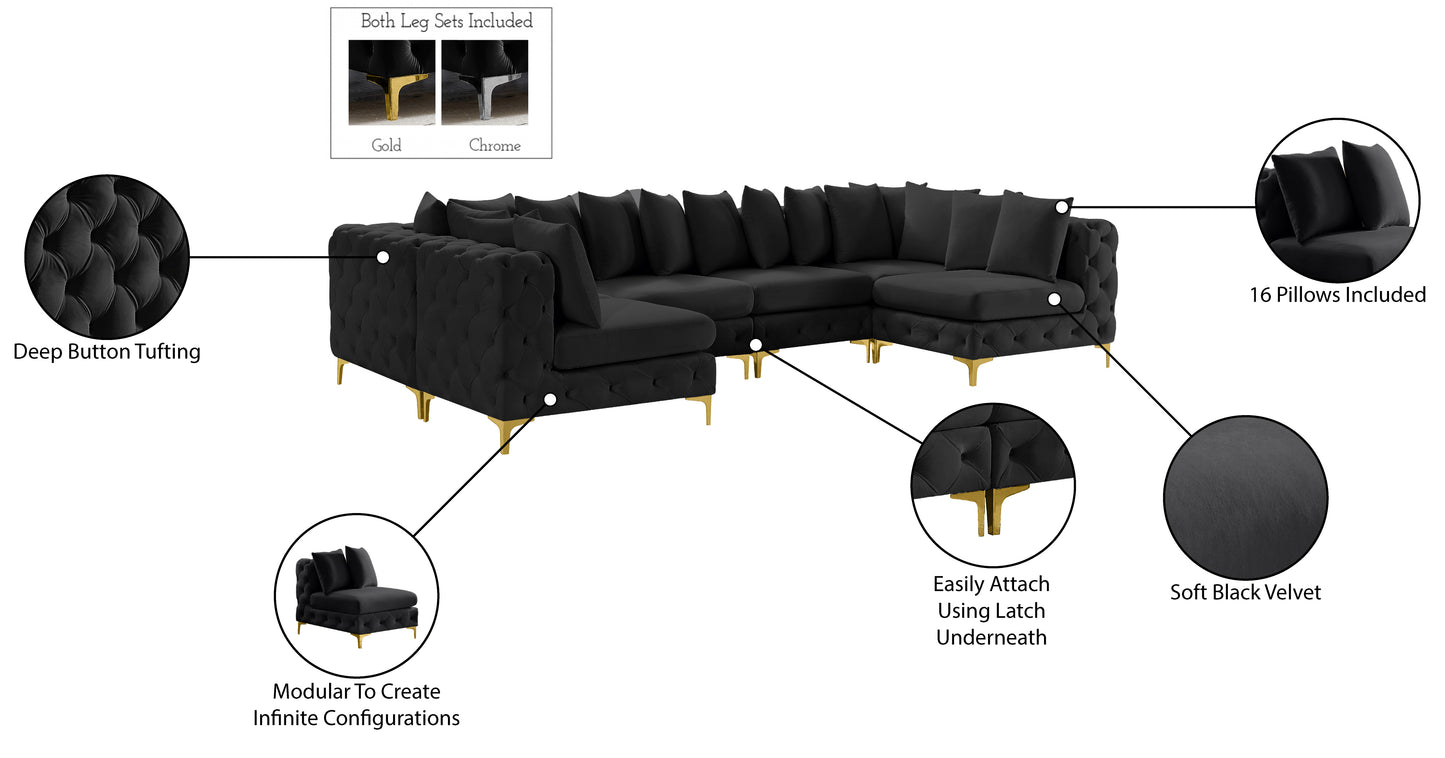 westmount black velvet modular sectional sec6b