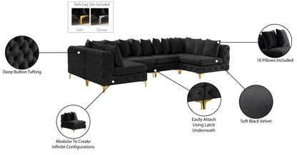 Westmount Black Velvet Modular Sectional Sec6B