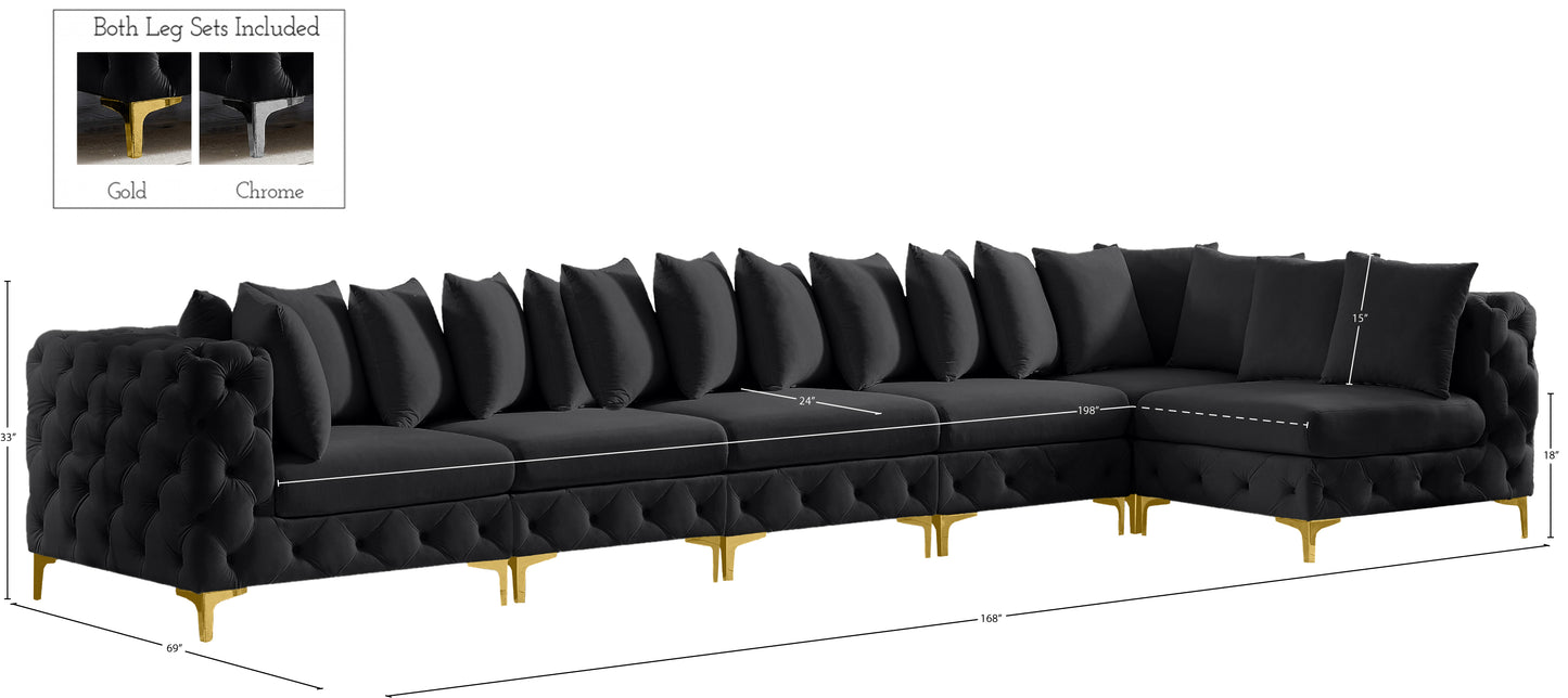 westmount black velvet modular sectional sec6c