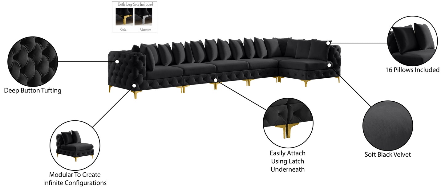 westmount black velvet modular sectional sec6c