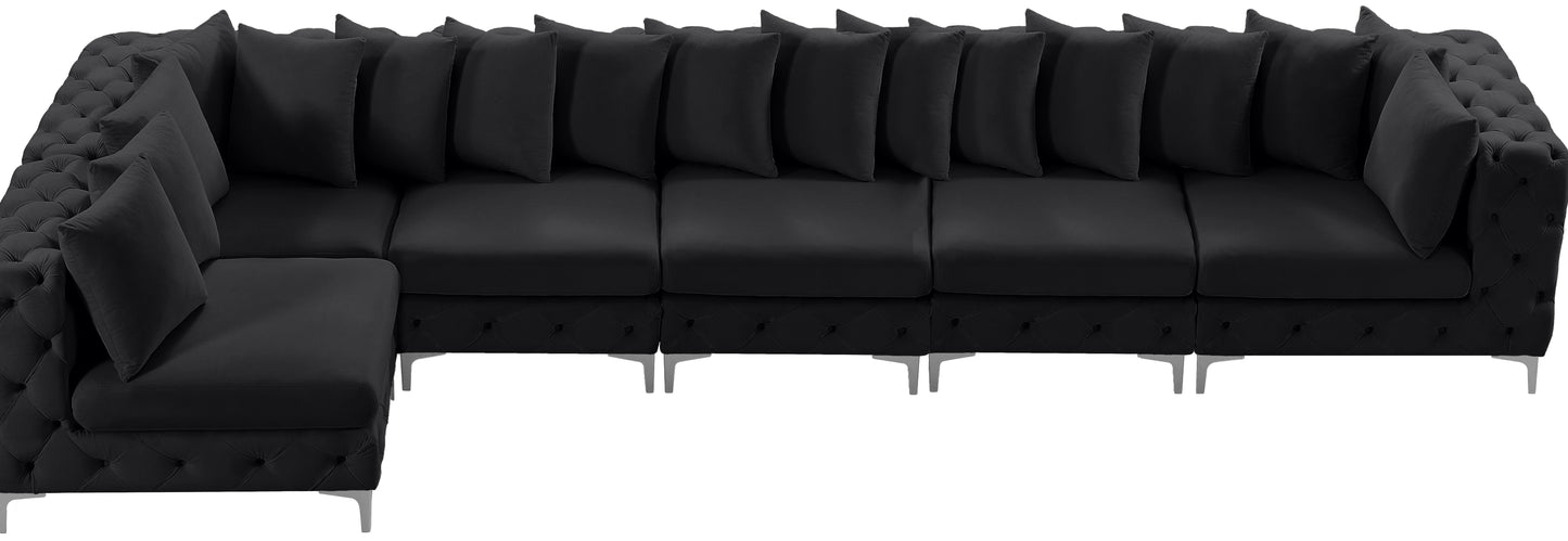 westmount black velvet modular sectional sec6c