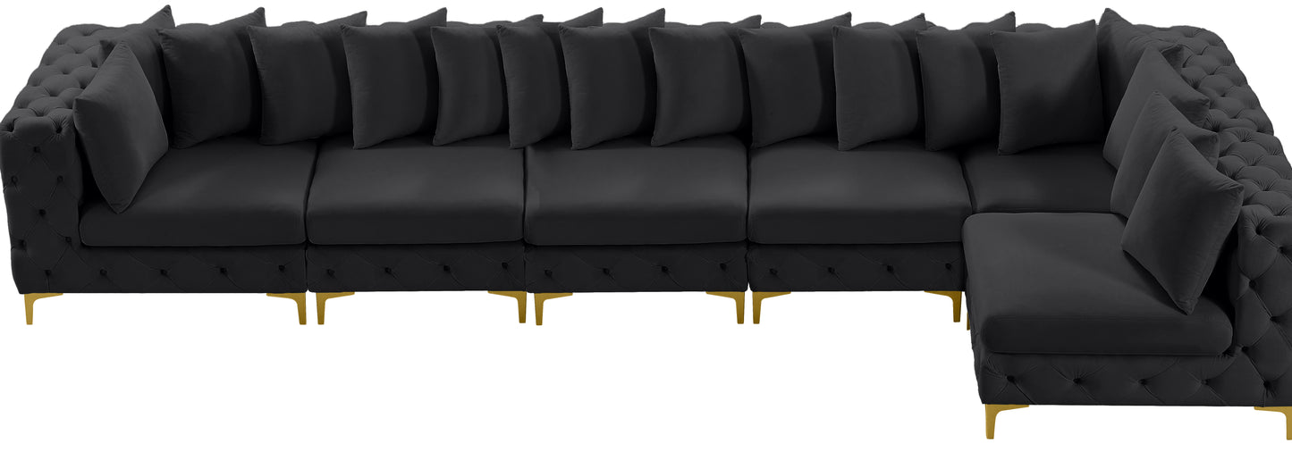 westmount black velvet modular sectional sec6c