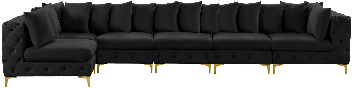 westmount black velvet modular sectional sec6c