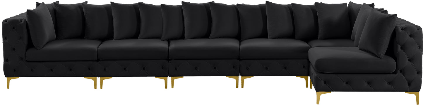 westmount black velvet modular sectional sec6c