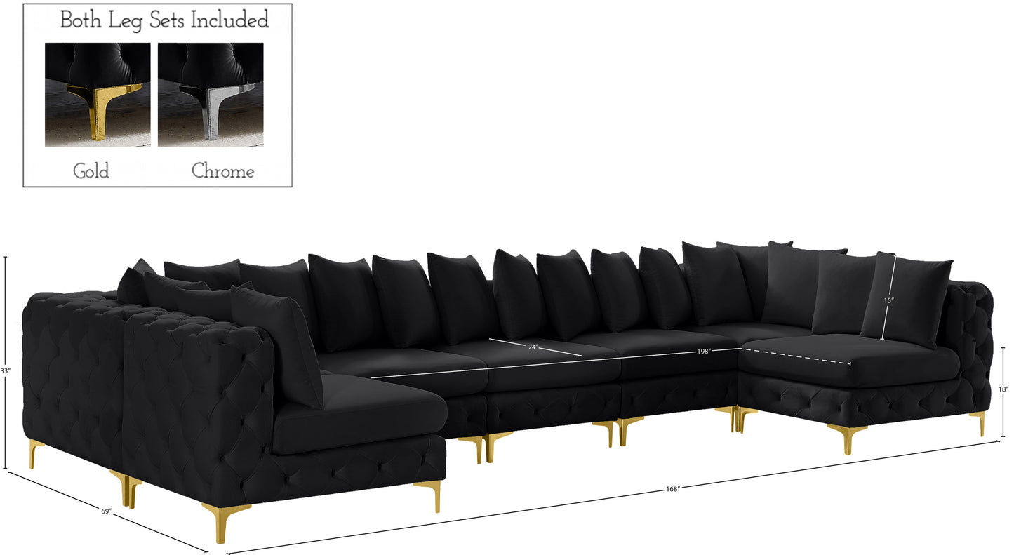 westmount black velvet modular sectional sec7a