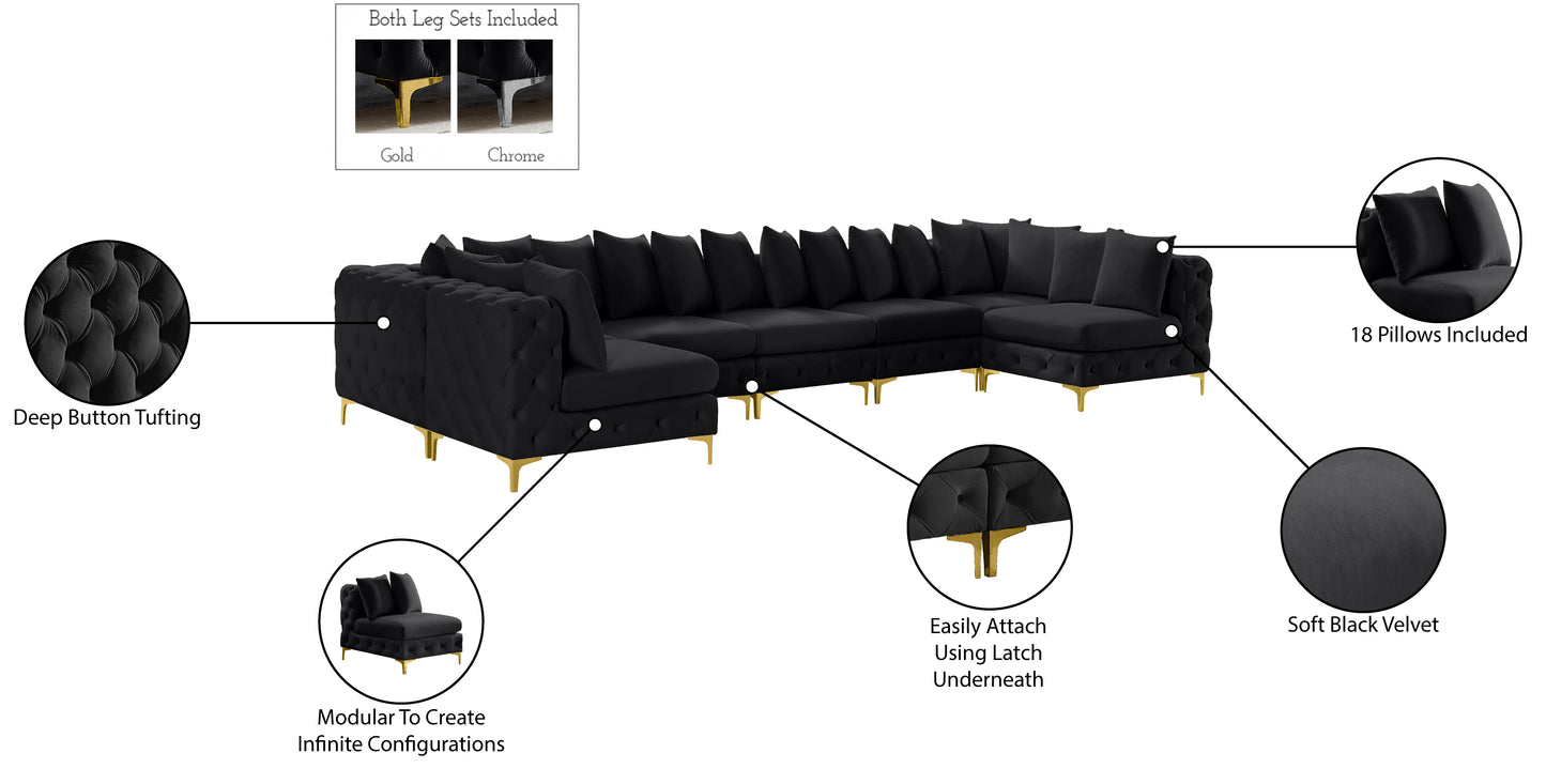 westmount black velvet modular sectional sec7a