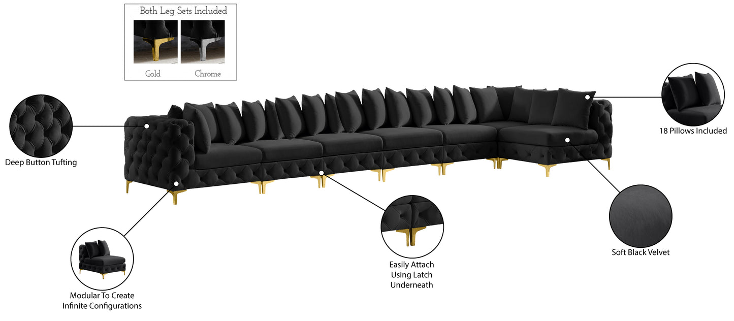 westmount black velvet modular sectional sec7b