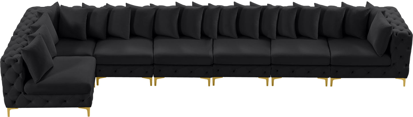 westmount black velvet modular sectional sec7b