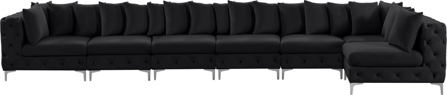 westmount black velvet modular sectional sec7b