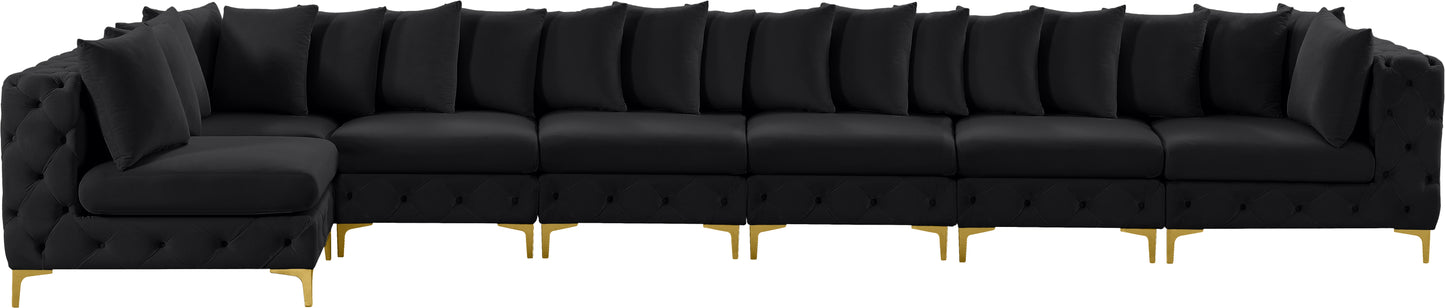 westmount black velvet modular sectional sec7b