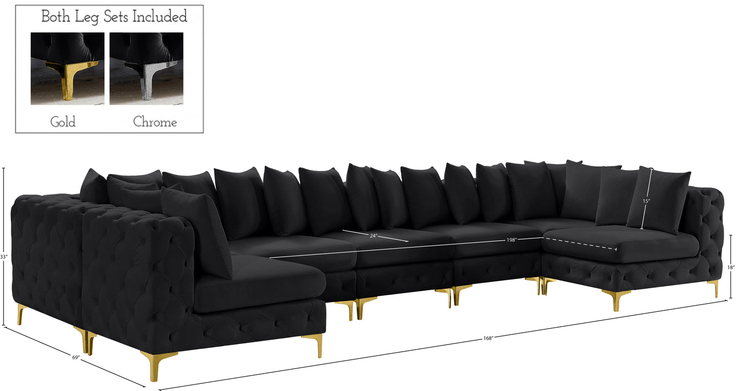 westmount black velvet modular sectional sec7c