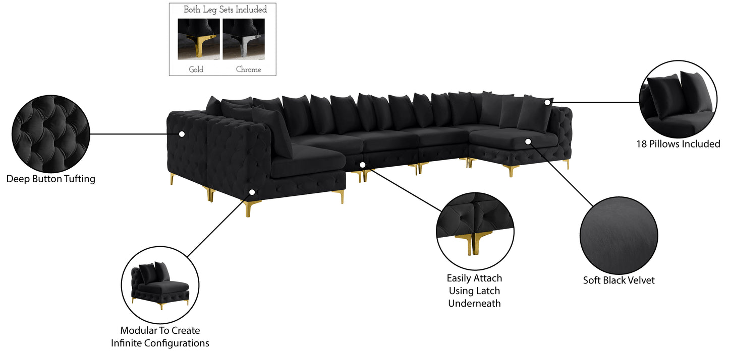 westmount black velvet modular sectional sec7c