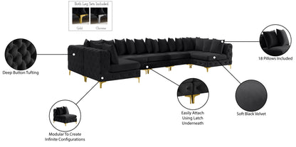 Westmount Black Velvet Modular Sectional Sec7C