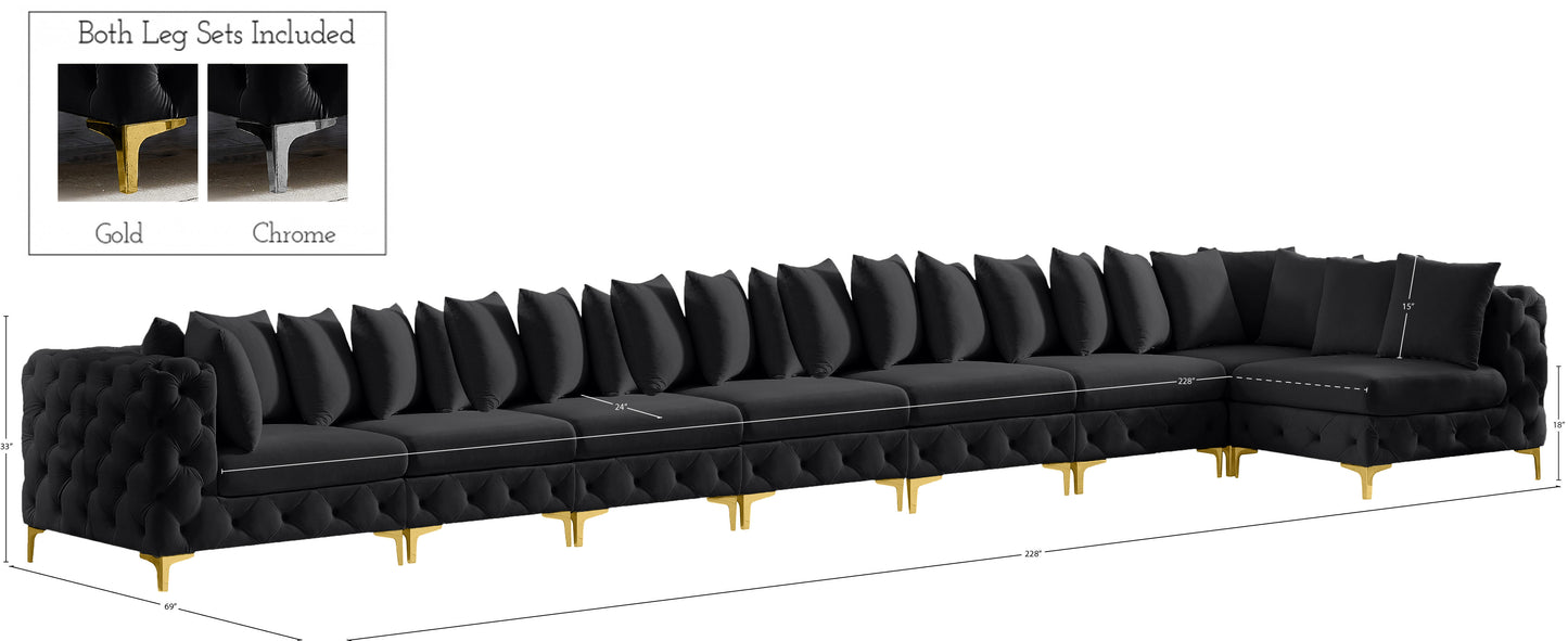 westmount black velvet modular sectional sec8b