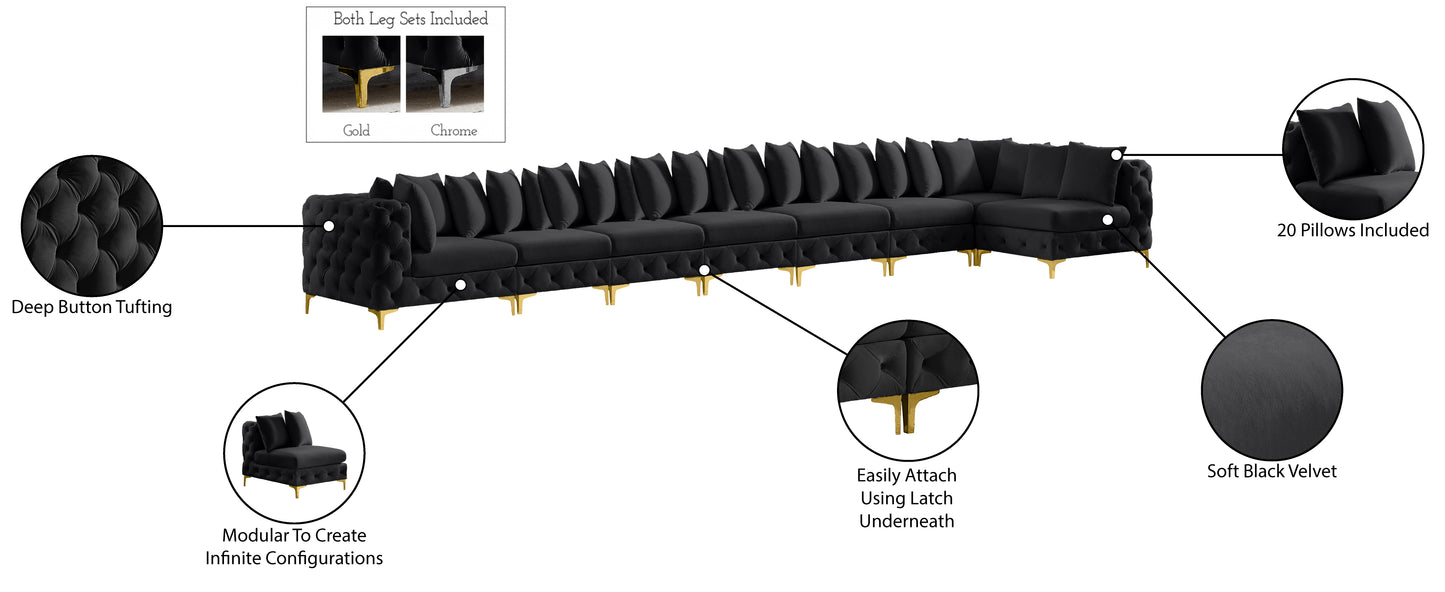 westmount black velvet modular sectional sec8b