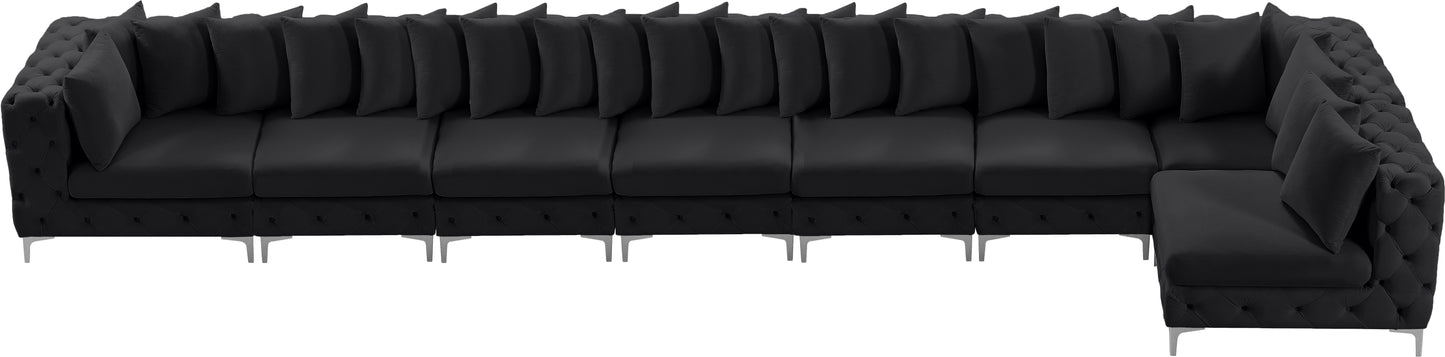 westmount black velvet modular sectional sec8b