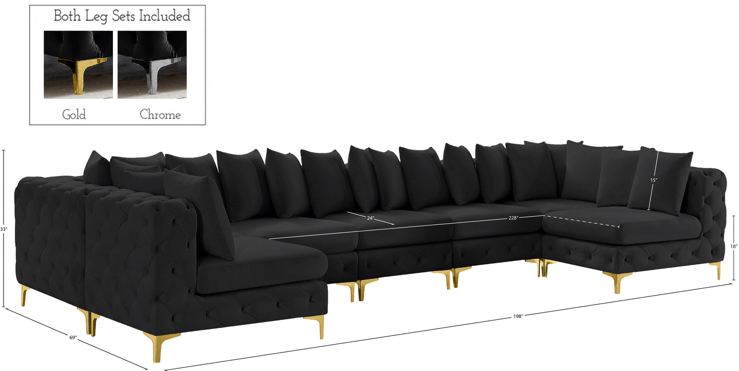 westmount black velvet modular sectional sec8c