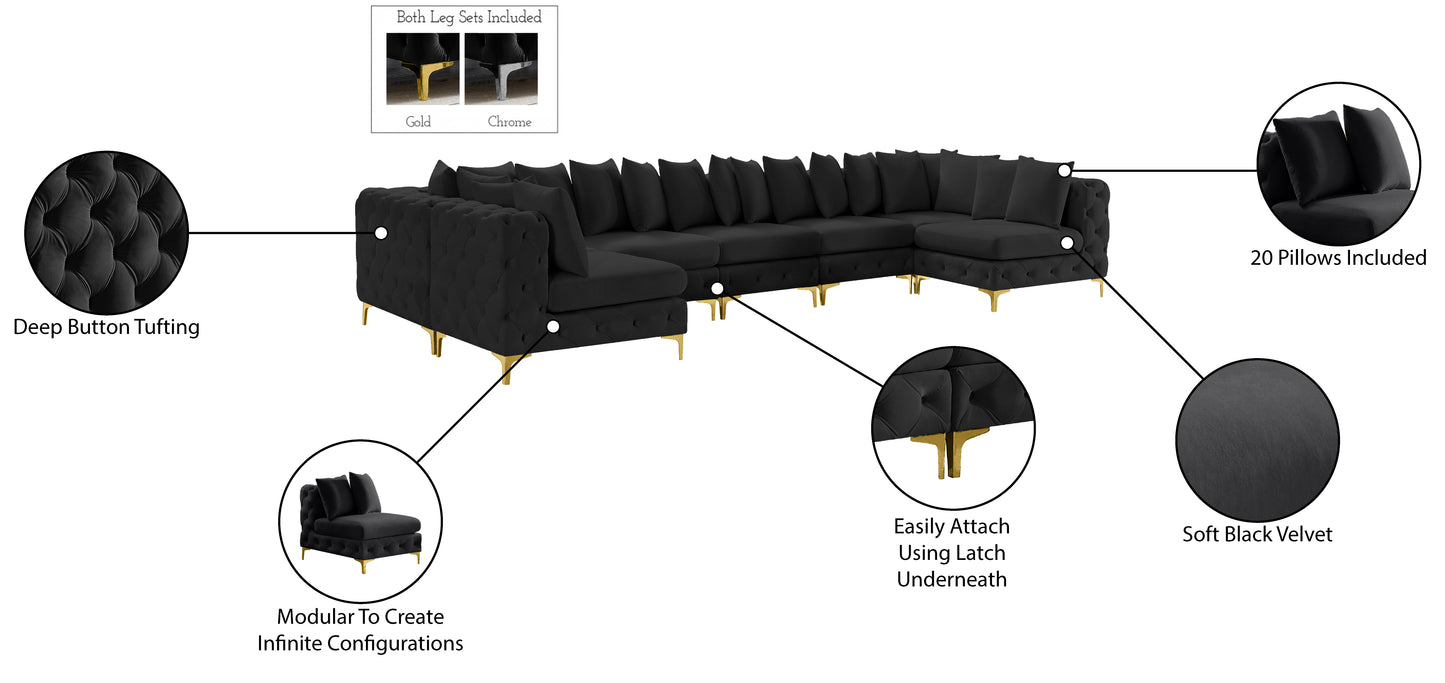 westmount black velvet modular sectional sec8c