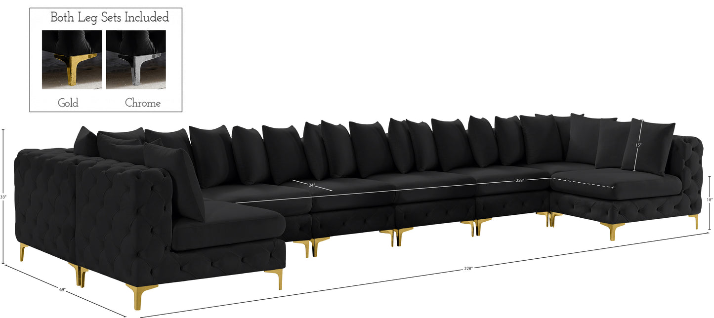 westmount black velvet modular sectional sec9a