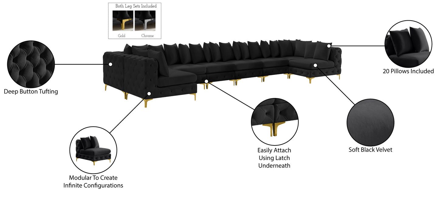 westmount black velvet modular sectional sec9a