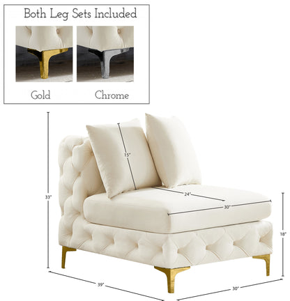 Westmount Cream Velvet Armless Chair Armless