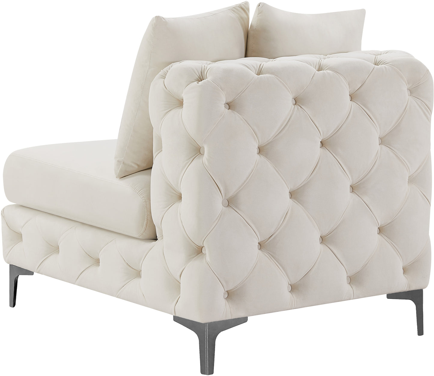 westmount cream velvet armless chair armless