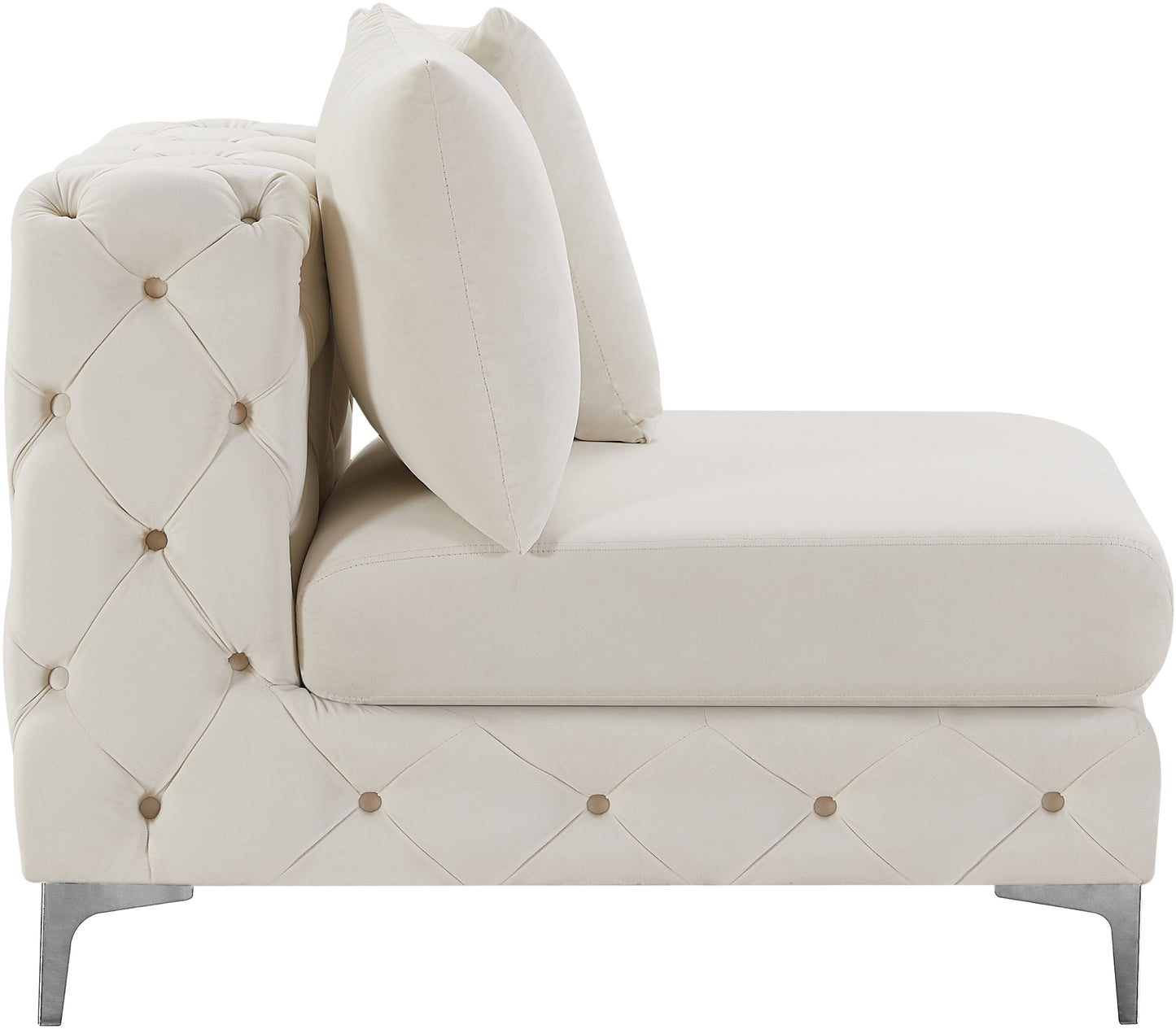 westmount cream velvet armless chair armless