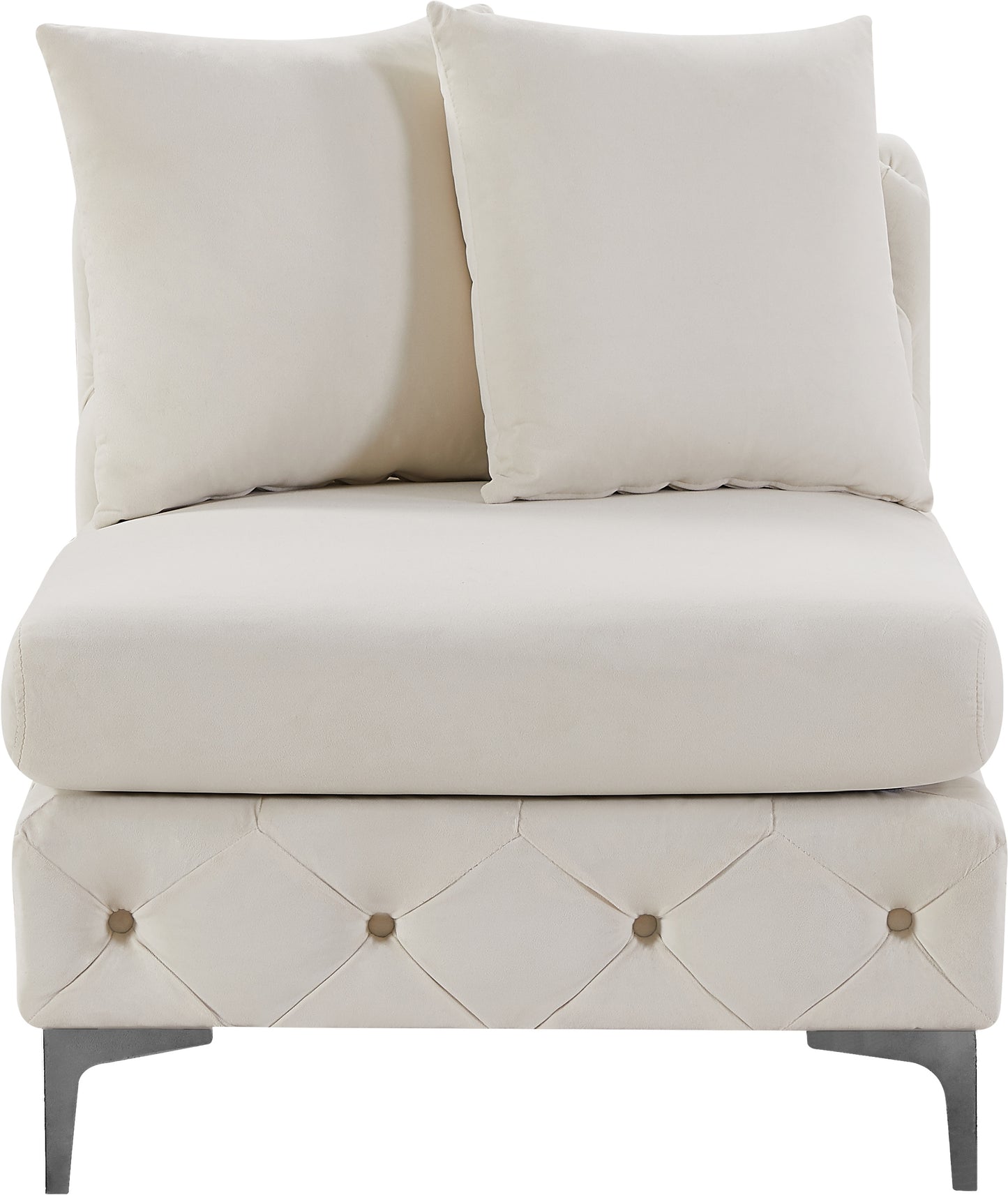 westmount cream velvet armless chair armless