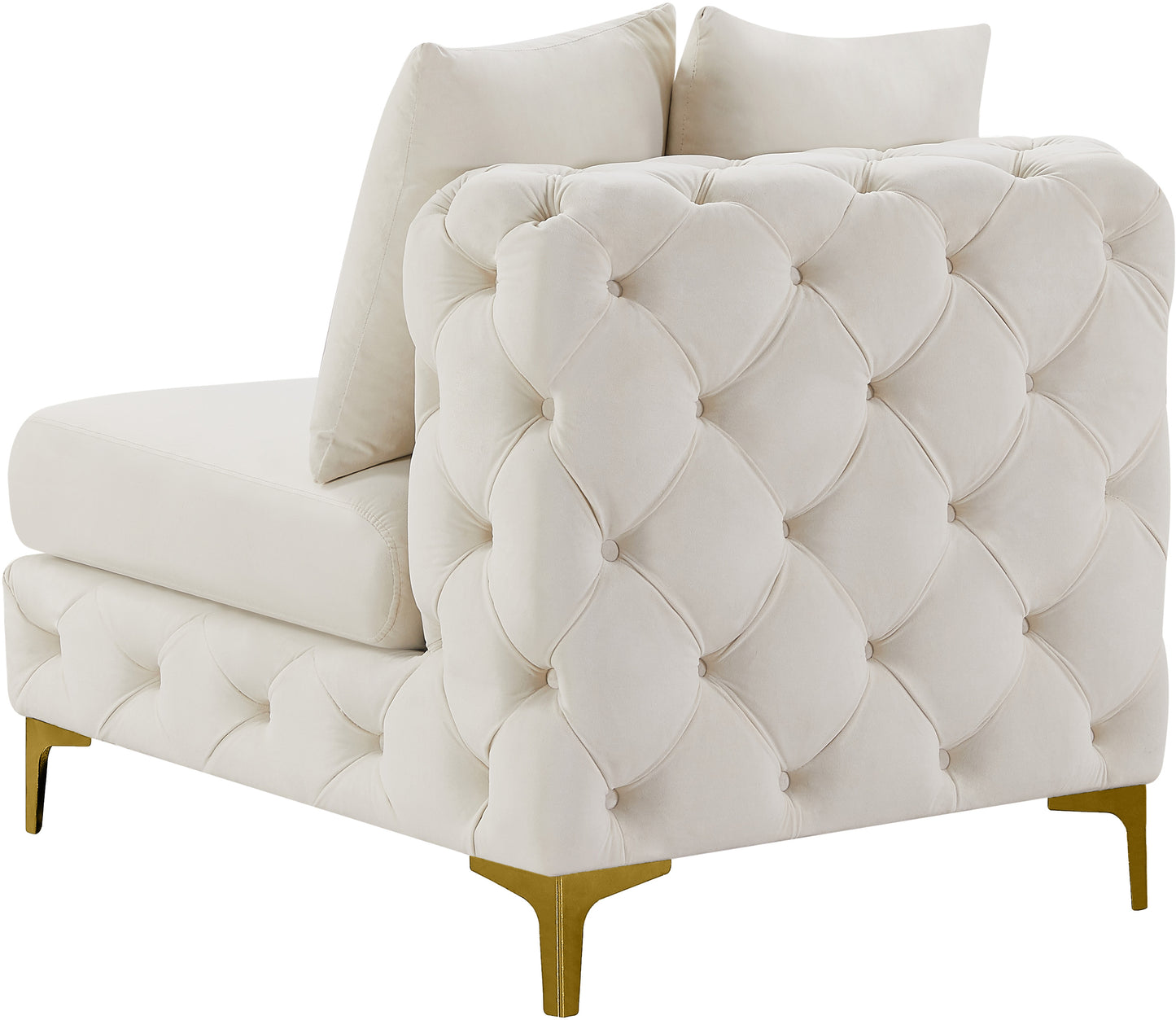 westmount cream velvet armless chair armless