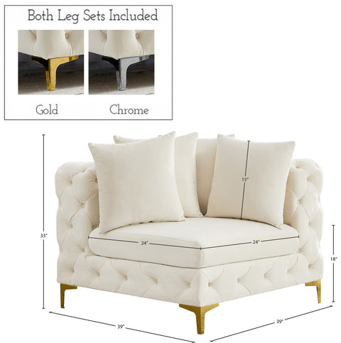 Westmount Cream Velvet Corner Chair Corner