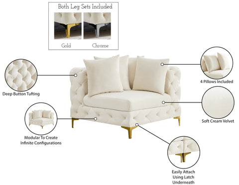 Westmount Cream Velvet Corner Chair Corner