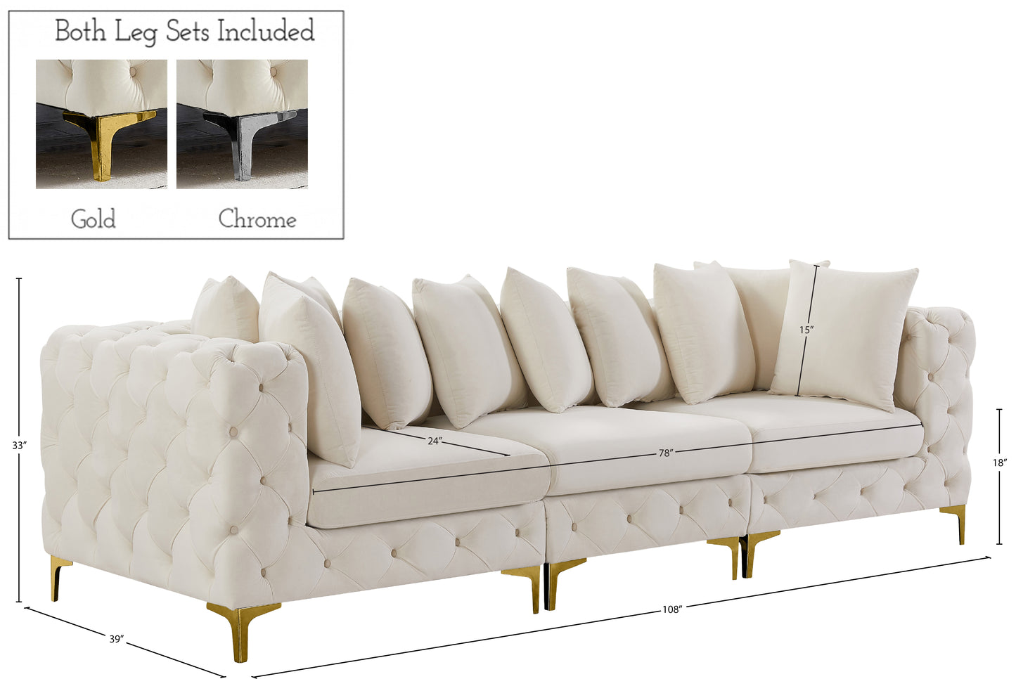 westmount cream velvet modular sofa s108