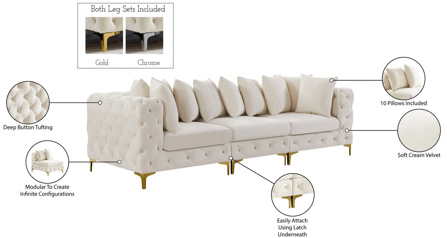 westmount cream velvet modular sofa s108