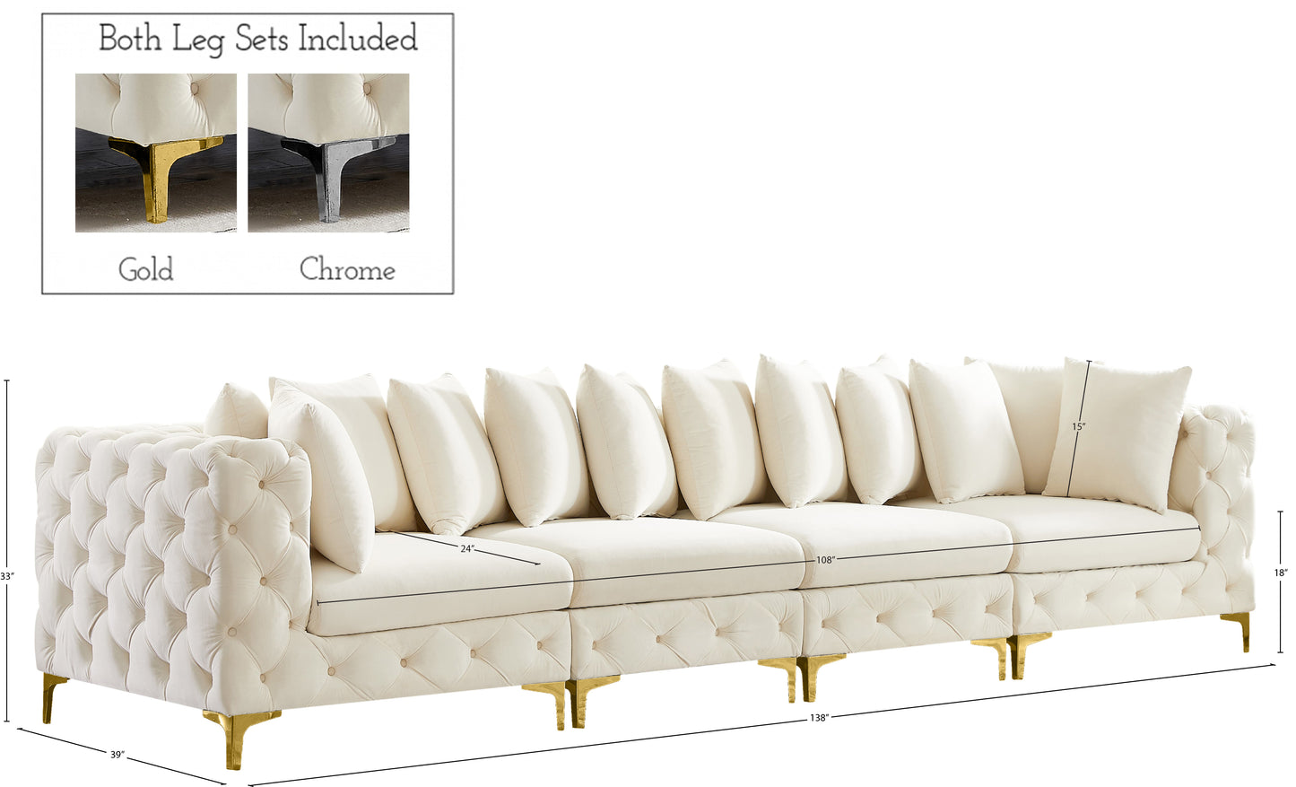 westmount cream velvet modular sofa s138