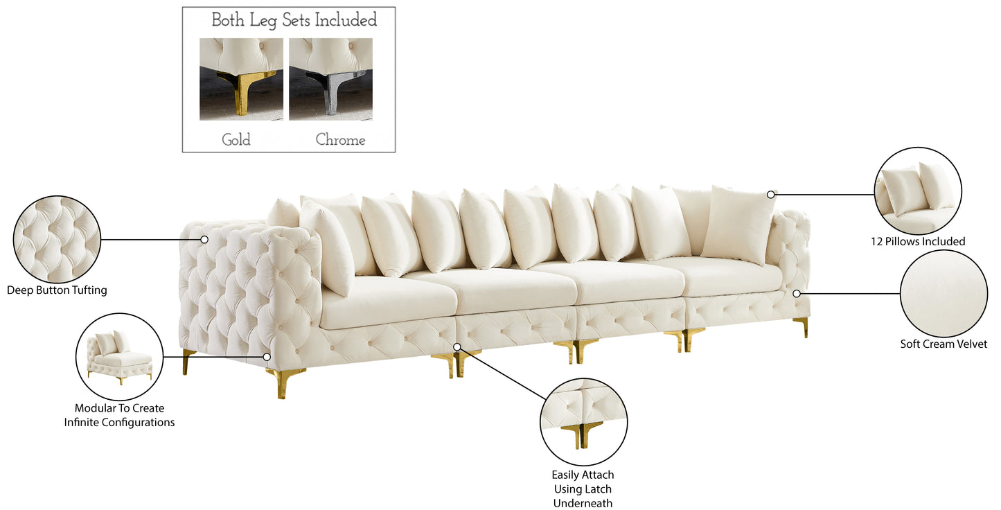 westmount cream velvet modular sofa s138