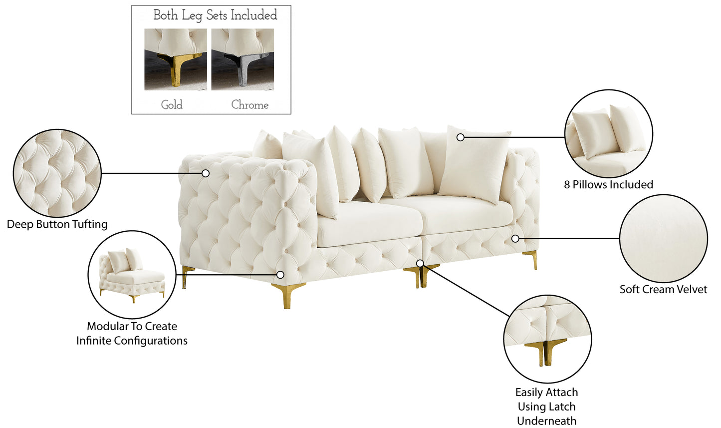 westmount cream velvet modular sofa s78