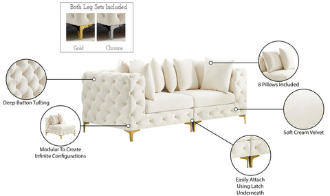 Westmount Cream Velvet Modular Sofa S78