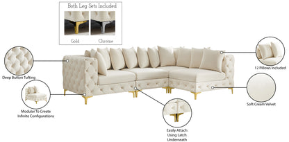 Westmount Cream Velvet Modular Sectional Sec4A