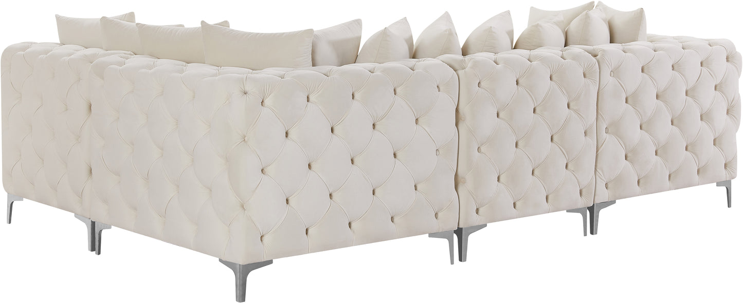 westmount cream velvet modular sectional sec4a